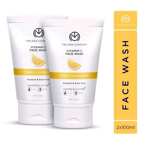 The Man Company Skin Brightening Vitamin C Face Wash - 2 x 100ml | Oil-Free Look & Instant Glow | Evens Skin Tone