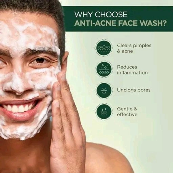 The Man Company Anti-Acne Face Wash For Men- 75ml (Pack of 2) | Clears Pimples & Acne | Oily Skin Types