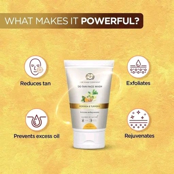 The Man Company De Tan Face Wash for Men with Turmeric & Moringa - 2 x 75ml | Tan Removal, Oil Control & Anti-Pollution Face Wash