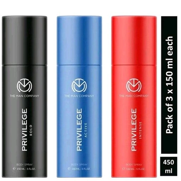 The Man Company Privilege Body Spray Combo - 3*150ml | Long-Lasting Fragrance Body Spray for Men |