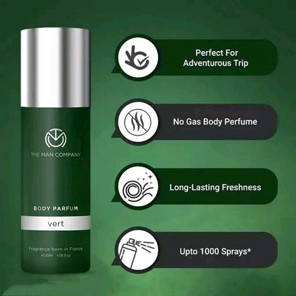 The Man Company Non-Gas Body Perfume For Men - Vert |  Long-Lasting Freshness | Deodorant Body Spray for Men - 120ml