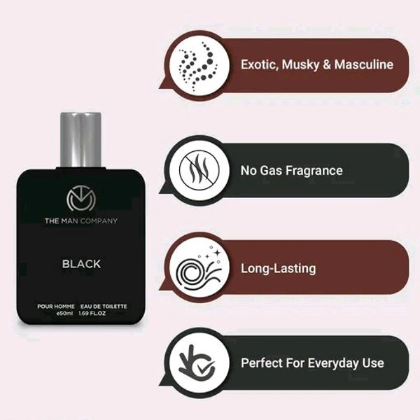 The Man Company Black EDT Perfume For Men - 50 ml | Premium Long-Lasting Fragrance Spray | Gift for Him
