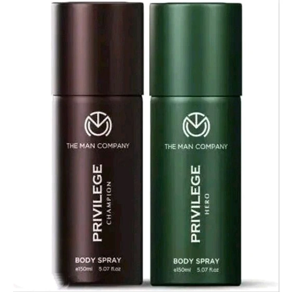 The Man Company Privilege Champion & Hero | Long-Lasting Body Spray | Everyday Use Deodorant For Men - 150ml (Pack of 2)