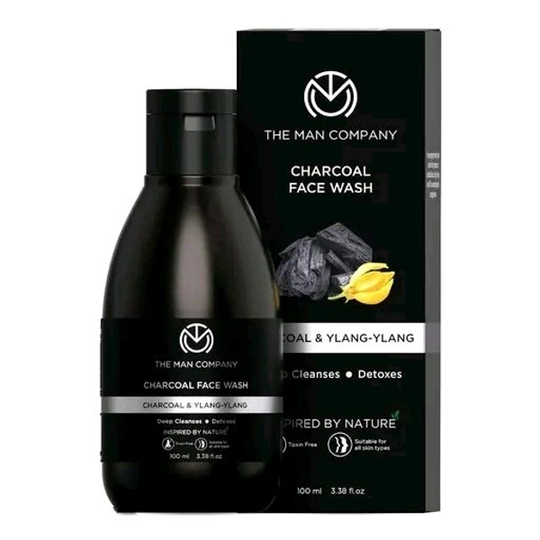 The Man Company Activated Charcoal Face Wash for Men | Ylang Ylang & Argan Essential Oils | Anti Pollution, Acne Oil Control |100ml- Bottle