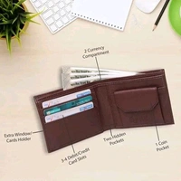 TnW Men's Artificial Leather Wallet with 7 Detachable Card Holder - Brown