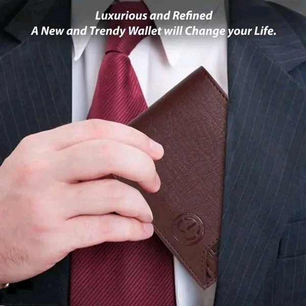 TnW Men's Artificial Leather Wallet with 7 Detachable Card Holder - Brown