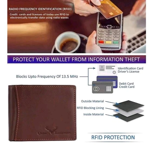 Urban Leather Carter Brown Mens Leather Wallet Leather Wallet for Mens with RFID Blocking Mens Wallet - Brown