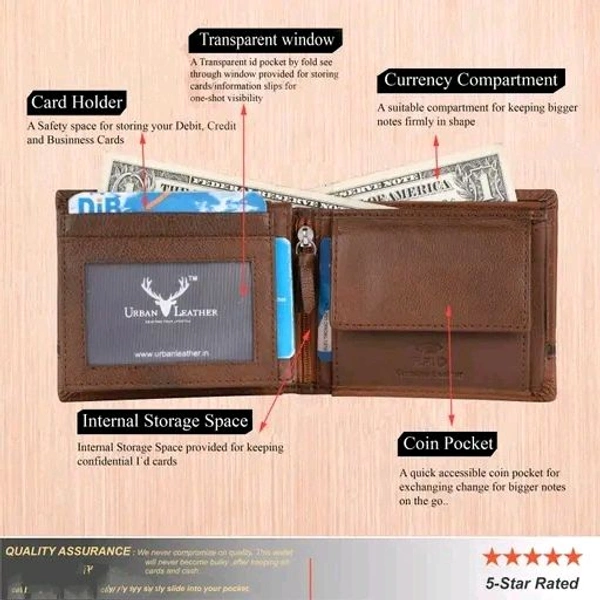Urban Leather Parker Navy Genuine Leather Wallet for Mens with RFID Blocking Mens Wallet