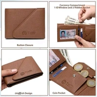 TnW Men's Artificial Leather Designer Wallet with Flap Closure // Men's Brown Artificial Leather Wallet - Brown