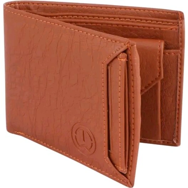 Trendy Men Brown Two Fold Leather Wallets - Brown
