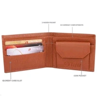 Trendy Men Brown Two Fold Leather Wallets - Brown