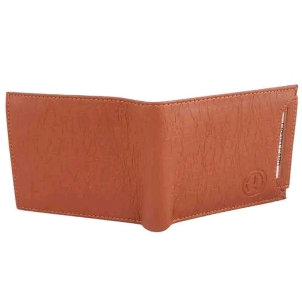 Trendy Men Brown Two Fold Leather Wallets - Brown