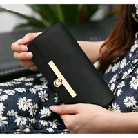 Women's Black Hand Clutch with 4 card pockets and phone pocket - Black