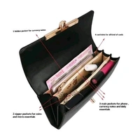 Women's Black Hand Clutch with 4 card pockets and phone pocket - Black