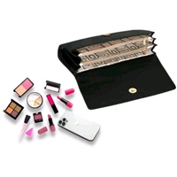 Women's and Girl's Synthetic Leather Mobile Hand Clutch Handbag Hand wallet Purses - Black