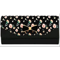 Women's and Girl's Synthetic Leather Mobile Hand Clutch Handbag Hand wallet Purses - Black