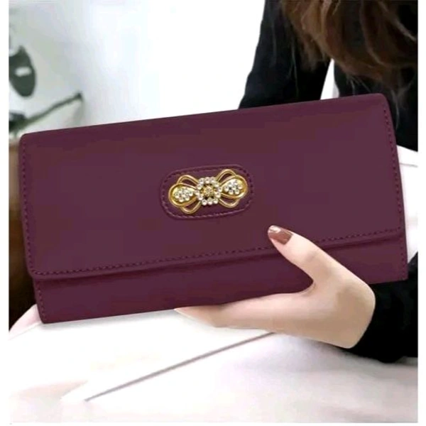Women's and Girl's Synthetic PU-Leather Mobile Hand Clutch Handbag Handwallet Purses - Maroon