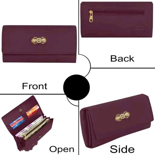 Women's and Girl's Synthetic PU-Leather Mobile Hand Clutch Handbag Handwallet Purses - Maroon