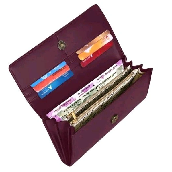 Women's and Girl's Synthetic PU-Leather Mobile Hand Clutch Handbag Handwallet Purses - Maroon