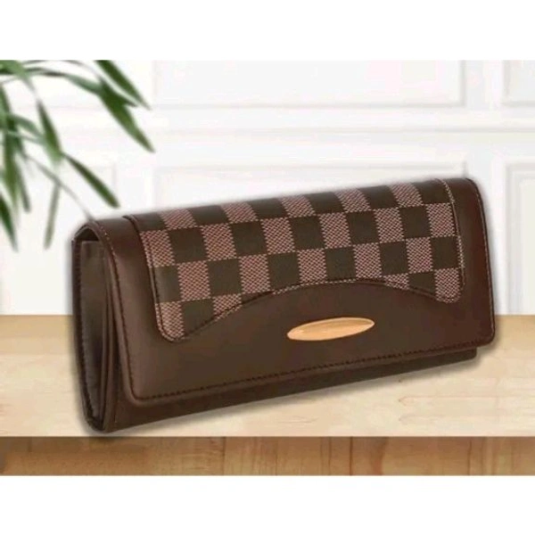 STYLISH LADIES HAND CLUTCH WALLET PURSE FOR GIRLS WOMEN - Brown