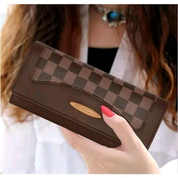 STYLISH LADIES HAND CLUTCH WALLET PURSE FOR GIRLS WOMEN - Brown