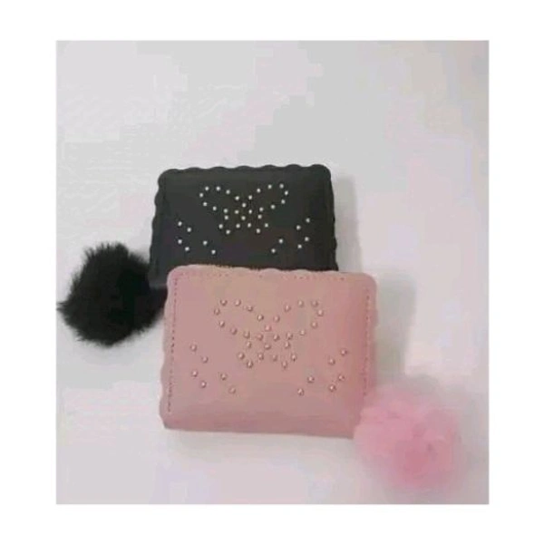 Pu Leather Mini Zipper Wallet for Women Golden dot Pattern