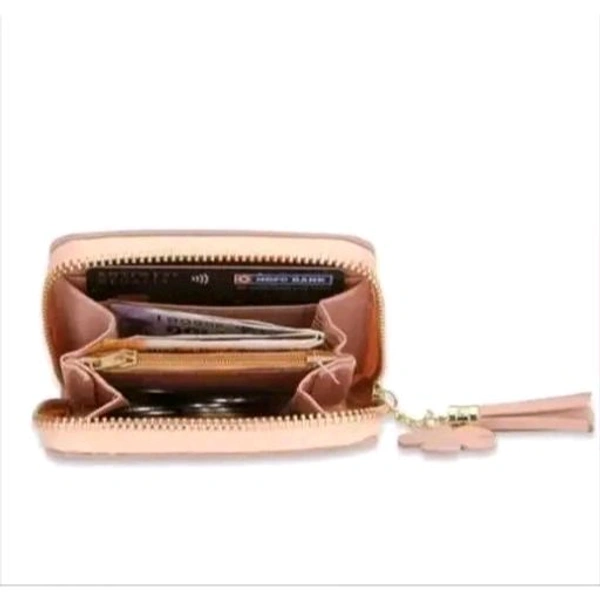 Pu Leather Mini Zipper Wallet for Women Golden dot Pattern