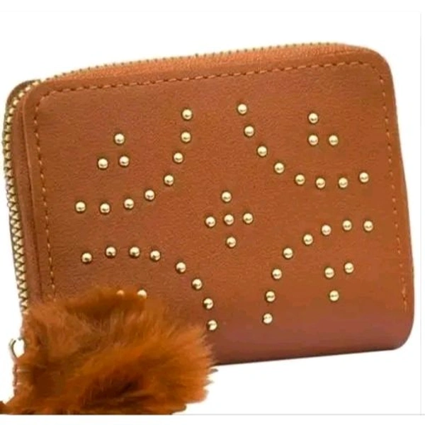 Pu Leather Mini Zipper Wallet for Women Golden dot Pattern