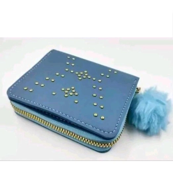Pu Leather Mini Zipper Wallet for Women Golden dot Pattern