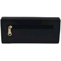 Women's Faux Leather Wallet Cum Hand Clutch With 4 Card Pockets (Peacock Black) - Black
