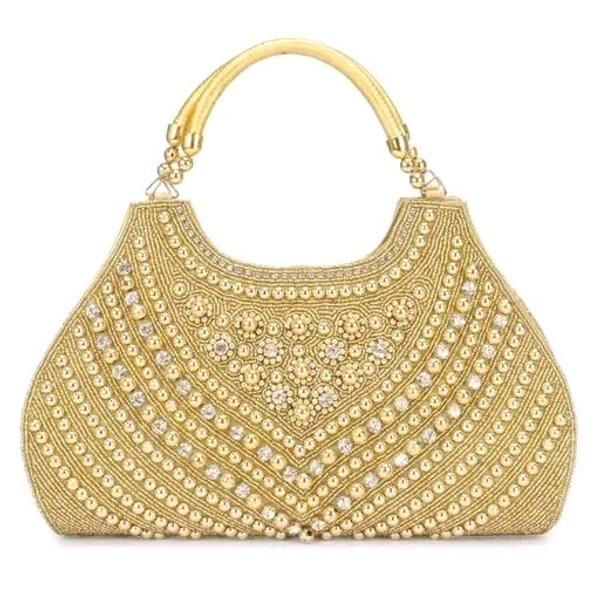 LONGING TO BUY Women's Gorgeous Vintage Beaded Handmade Embroidered Clutch - Gold