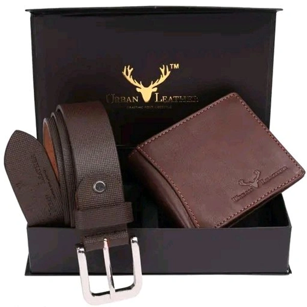 Genuine Leather RFID Wallet and Genuine Leather Belt Men's Combo Gift Set Combo Leather Gift for Men | - Brown