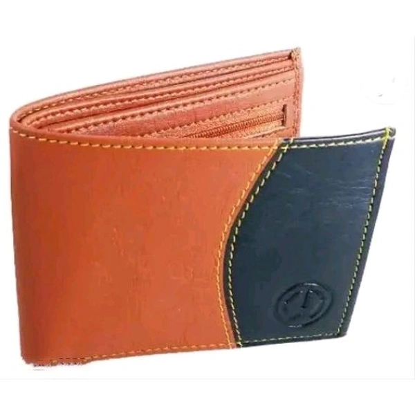 New Design Men Faux Leather wallet || Brown Wallet ||  Men Purse || wallet for men - Orange