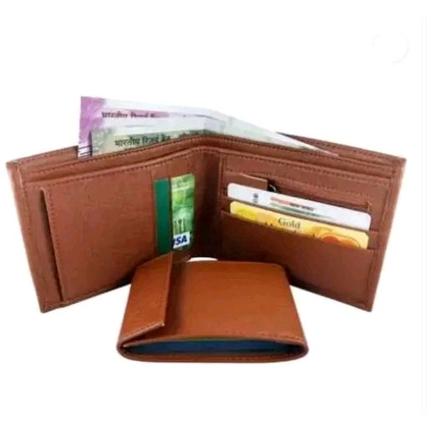 New Design Men Faux Leather wallet || Brown Wallet ||  Men Purse || wallet for men - Orange