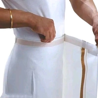 Mens Cool Cotton Pocket Dhoti For Adults with Velgro Stitched and Jari border 2.00 meters| - White