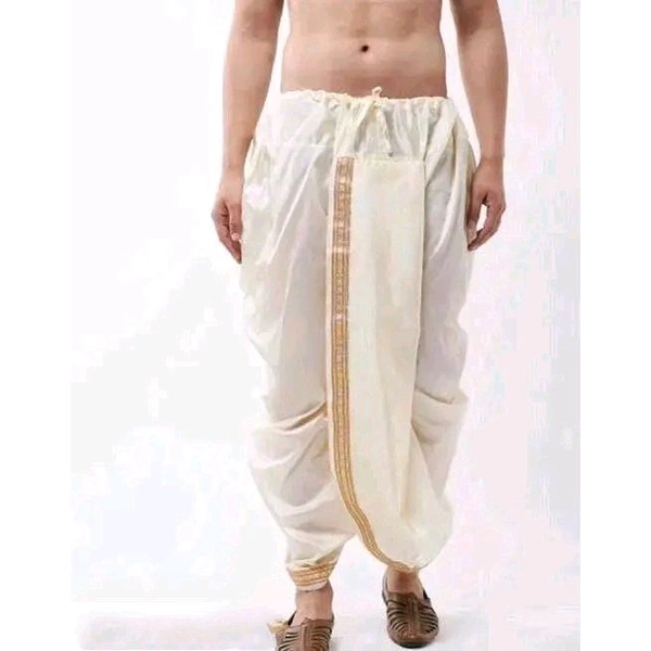 Men Fancy Maharaj Silk Readymade Stitched Dhoti