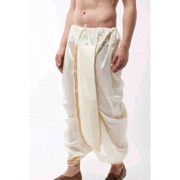Men Fancy Maharaj Silk Readymade Stitched Dhoti