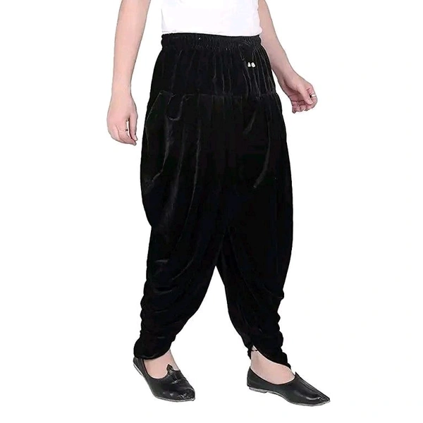 Men's Premium Velvet Dhoti Pant/Peshawari/Patiala (Best Combination Of Kurta & Waistcoat Set) - Black