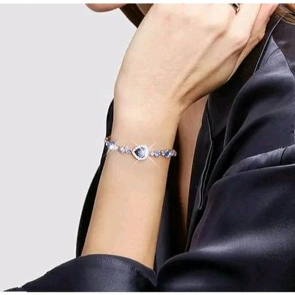 Heart Crystal Diamond Silver Bracelet for Women girls Royal Blue