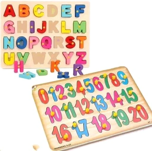Learning Preschool Early Educational Development Jigsaw Bundle Shape Toys and Games Combo Packof2 Alphabet Puzzles Educational Learning ABC and 0to20 Letters Puzzle Board