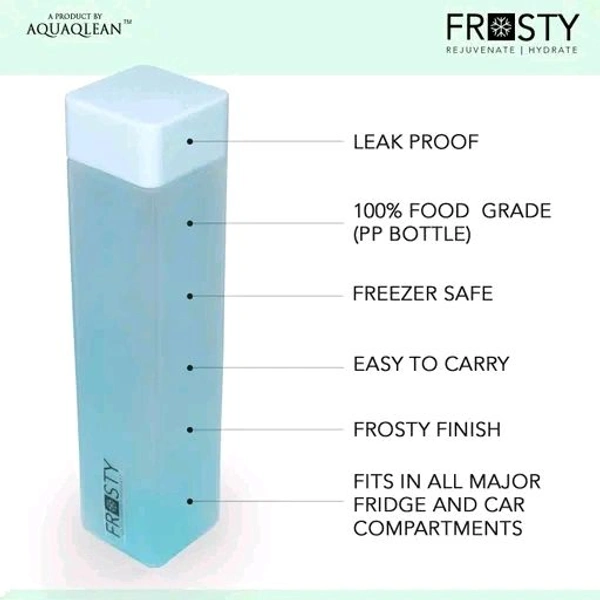 AQUA Frosty Plastic Food Grade Fridge Square Water Bottle Gift Set(6 pieces, 1L,Assorted) | 950 milliliter