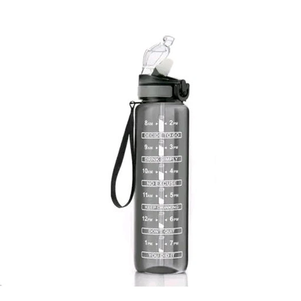  1L Sipper Water Bottle with Motivational Time Marker, Sipper Bottle for Adults, Water bottle for Gym, Office With Drinking Water Reminder