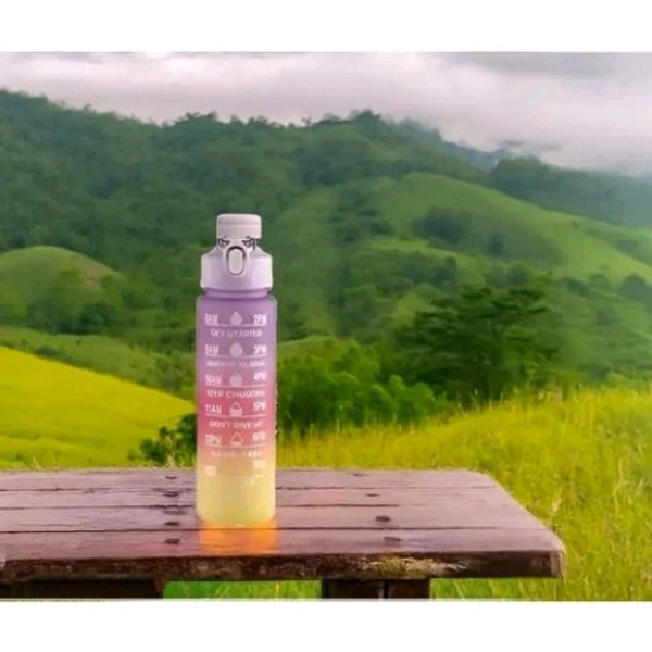 Water Bottle with Motivational Time Marker, Sipper Bottle with straw 1000 ml. No Chemical Smell. BPA free