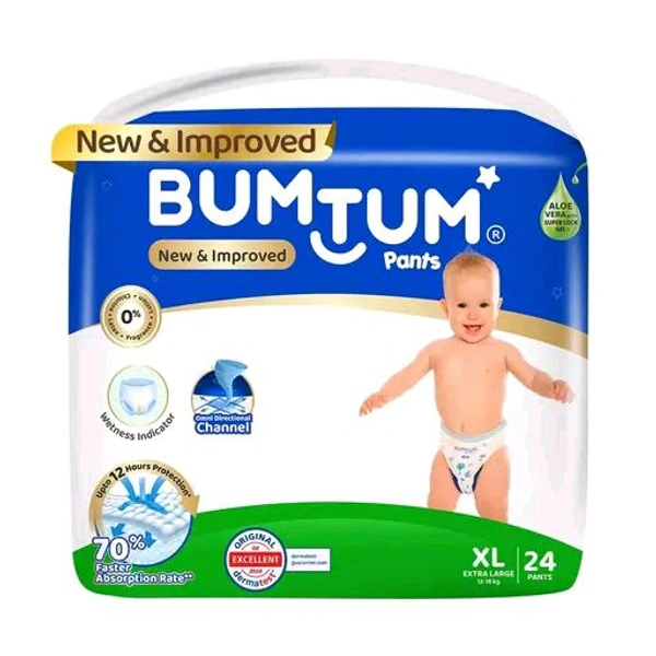 Bumtum  Bumtum Baby Diaper Pants with Double Leakage Protection - 9 to 14 Kg (24 Count, XL, Pack of 1) - XL