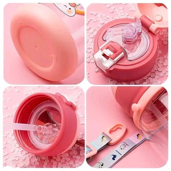 ARB Cartoon Design 2 in 1 Sipper Water Bottle for school Kids Toddlers with Lock cap (Multicolor)