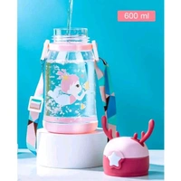 ARB Cartoon Design 2 in 1 Sipper Water Bottle for school Kids Toddlers with Lock cap (Multicolor)