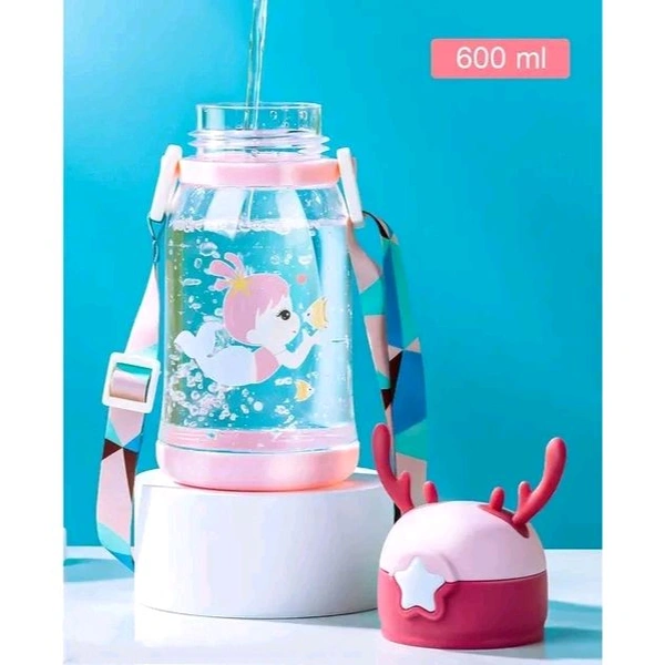 ARB Cartoon Design 2 in 1 Sipper Water Bottle for school Kids Toddlers with Lock cap (Multicolor)