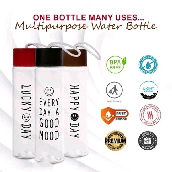 Pack Of 3 Smile Plastic Water Bottle with Lid Portable Frosted Simple Outdoor Adult Sports Milk Tea School Kids Couple Drinkware 700ML