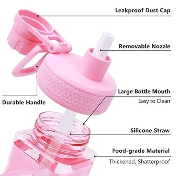 Stay Refreshed and Stylish with Kawaii Bear Water Bottle With Convenient Straw, and 3d Sticker, High Quality Fancy Kids Water bottle - Pack of 1 | Best Kids Water Bottle | ( RANDOM COLOR WILL COME FROM WHITE AND PINK , 750 Ml )