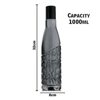 6 Pcs Fridge Water bottles, set of 6, 1 liter, bottles for fridge Transparent Ideal for kitchen, Office, Sports, School, Travelling, Gym water bottle with Leak Proof cap, Combo Pack, Kids water bottle, (PACK OF 6, Multicolor)